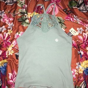 Turquoise lace top